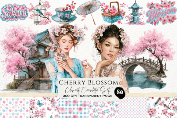 Download Cherry Blossom Watercolor Clipart Set - Cherry blossom Collection