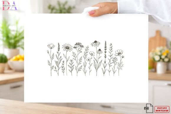 Download Minimalist Wildflower Line Art PNG - Wild Collection