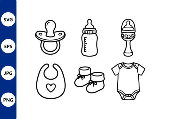 Download Baby Line Art Set Pacifier Bottle Rattle - Baby line art Collection
