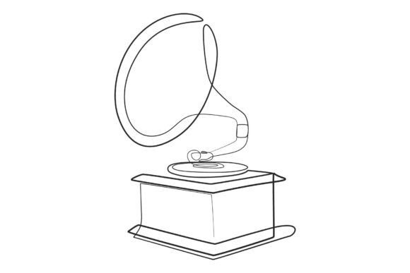 Download Gramophone Line Artwork Continuous Linear - One line Collection