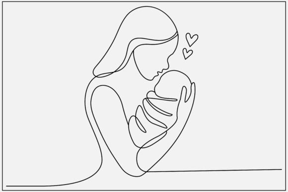 Download Mother and Sleeping Baby Line Art - Baby line art Collection