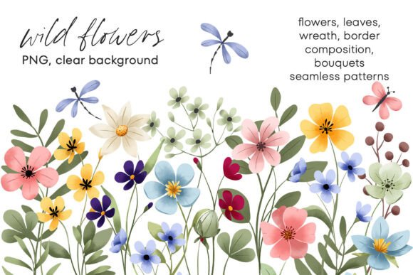 Download Wild Flowers, Butterflies and Dragonfly. - Wild Collection