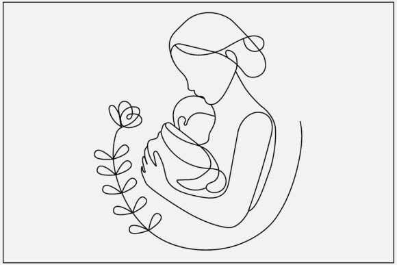 Download Mother with Sleeping Baby Line Art - Baby line art Collection