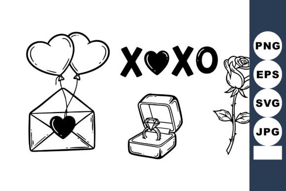 Download Valentine Line Art Clipart Set - Line art clipart Collection