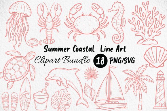 Download Summer Coastal Line Art Clipart - Line art clipart Collection