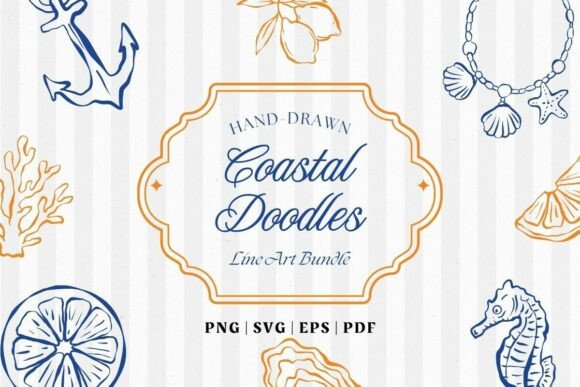 Download Coastal Line Art Clipart Bundle - Line art clipart Collection